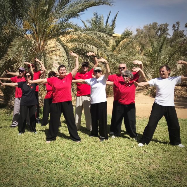 Le club Wushu 69 s'entraine sous les palmiers en Tunisie.